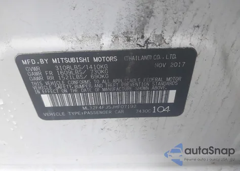 2018 Mitsubishi Mirage G4 Se из США, поврежденный, VIN ML32F4FJ5JHF07192